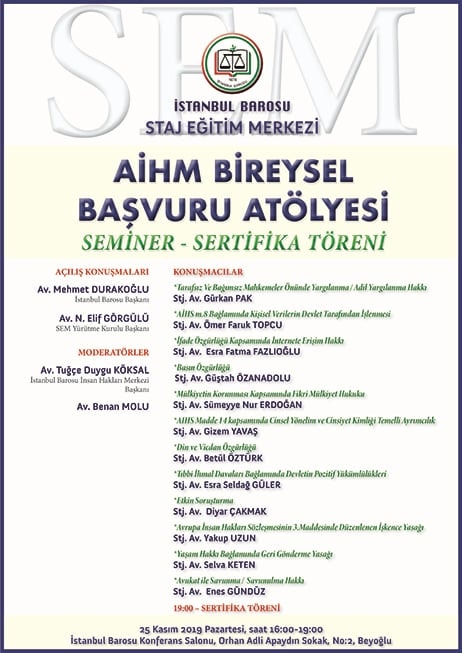 TELAFİ : AİHM Bireysel Başvuru Atölyesi