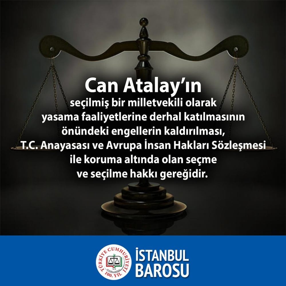 Milletvekili Avukat Can Atalay’ın Seçme ve Seçilme Hakkı ile İlgili Olarak Kamuoyu Duyurusu