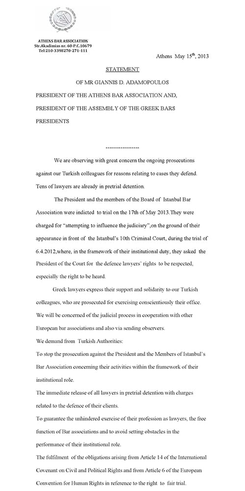 Atina Barosu’Ndan İstanbul Barosu’Na Destek: Türk Meslektaşlarımızın Yanındayız!

 - 3