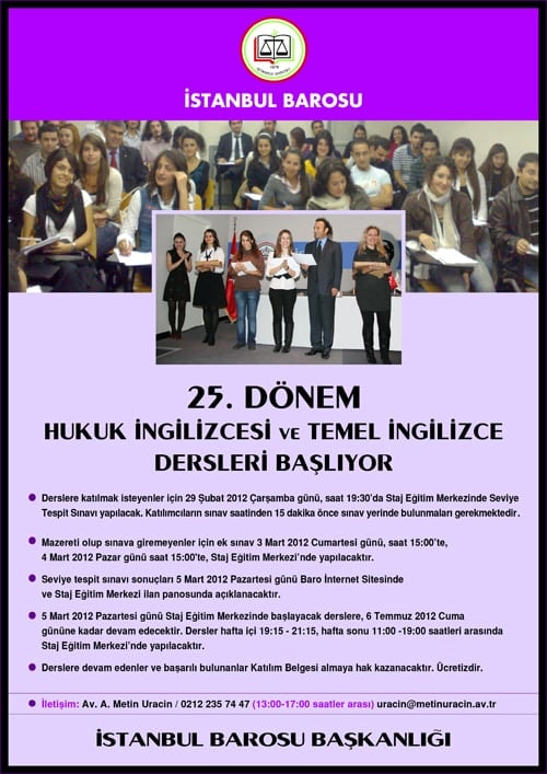 25. Dönem Hukuk İngilizcesi Ve Temel İngilizce Dersleri Başlıyor

 - 1