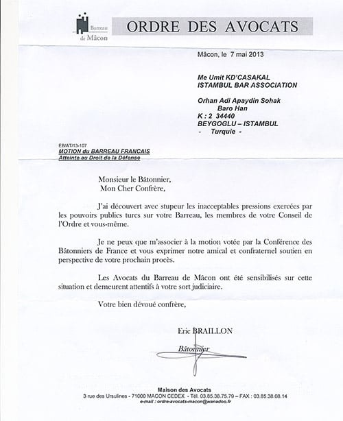 Fransız Barolarından İstanbul Barosu’Na Tam Destek

 - 14