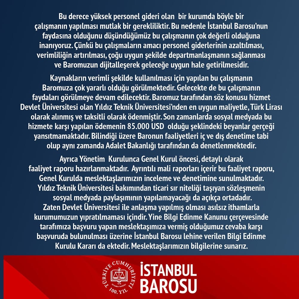 İstanbul Barosu'nun Yönetim Organizasyon Konusunda Aldığı Hizmet Hakkında Bilgilendirmedir - 4