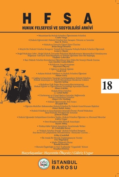 Hukuk Felsefesi Ve Sosyolojisi Arkivi 18.Sayı 