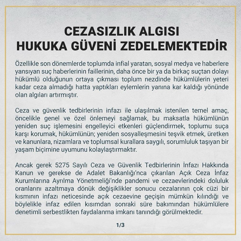 Cezasızlık Algısı Hukuka Güveni Zedelemektedir