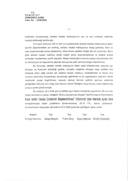 Karşı Taraf Avukatlık Ücretinin Belgelendirilmesiyle İlgili Danıştay'dan Yürütmeyi Durdurma Kararı - 6