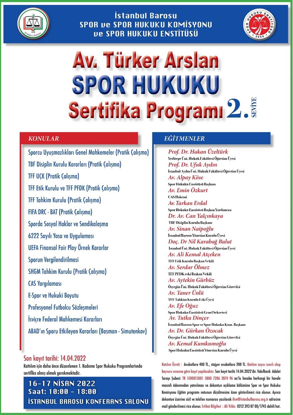 Av. Türker Aslan Spor Hukuku Sertifika Programı