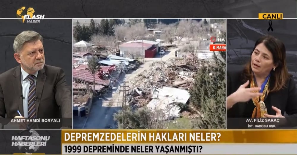 Başkanımız Av. Filiz Saraç Flash Haber TV'de Depremle İlgili Açıklamalarda Bulundu - 1