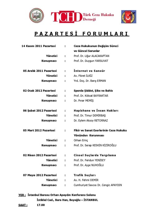 Pazartesi Forumları Kasım Ayında Başlıyor - 1