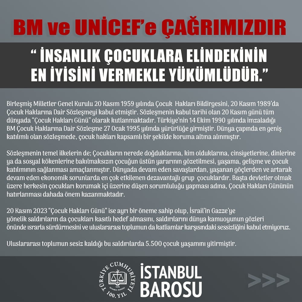 BM ve UNİCEF’e Çağrımızdır: “İnsanlık Çocuklara Elindekinin En İyisini Vermekle Yükümlüdür’” - 1