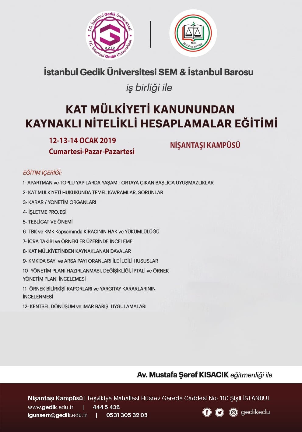 Kat Mülkiyeti Kanunundan Kaynaklı Nitelikli Hesaplamalar Eğitimi - 1