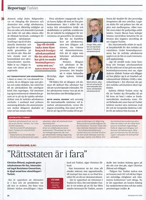 İstanbul Barosu İsveç Barosu Advokaten Dergisi’Nde
 - 2