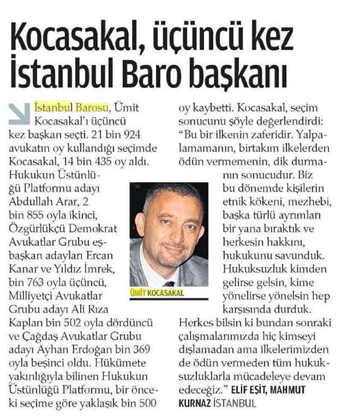 Ümit Kocasakal İstanbul Barosu Başkanlığına Yeniden Seçildi 

 - 438