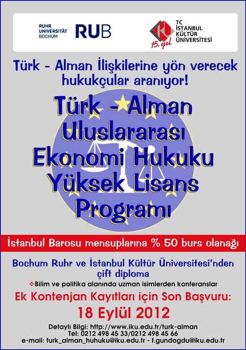 Türk-Alman-Uluslar Arası Ekonomi Hukuku Yüksek Lisans Programı Ek Kontenjan Kayıtları - 1