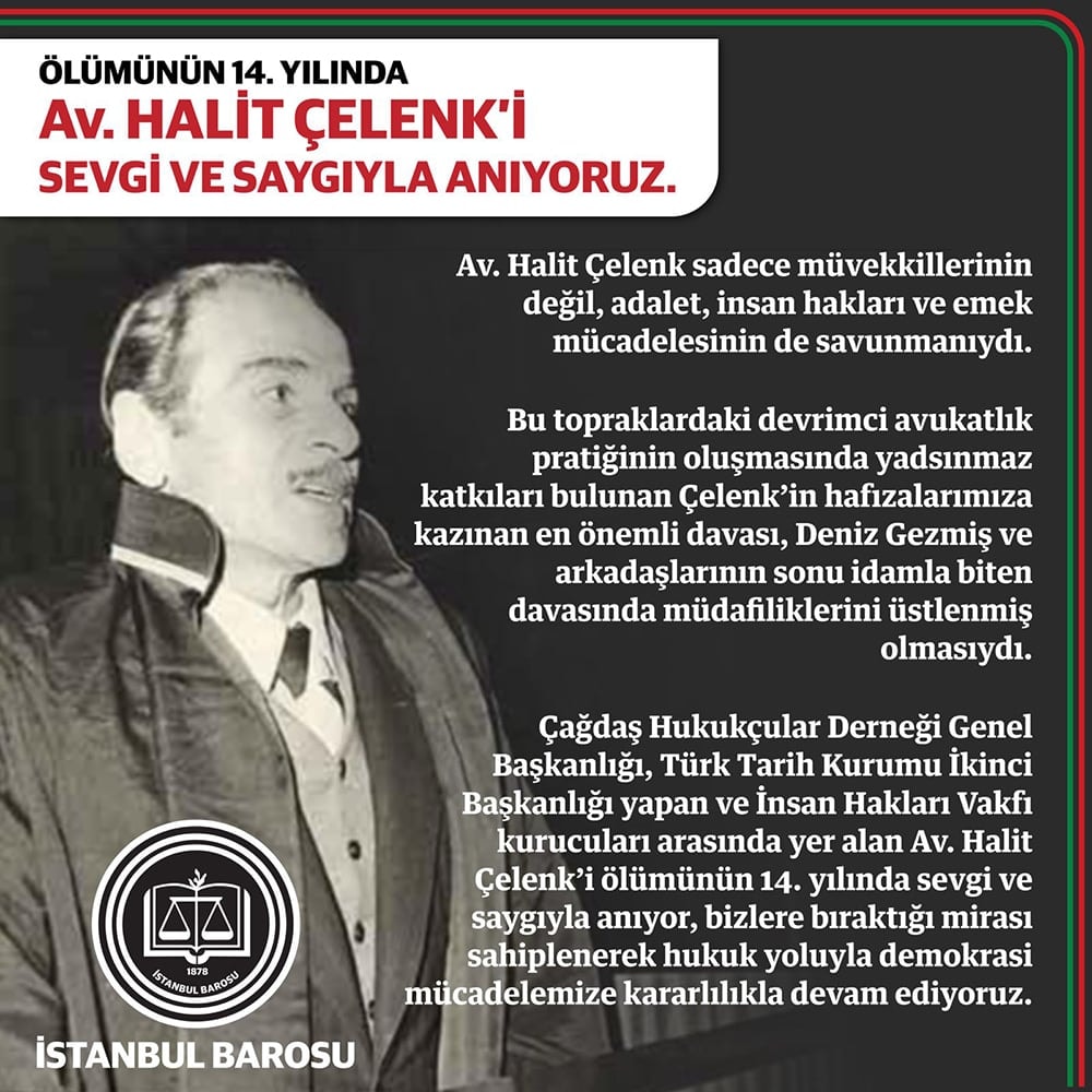 Ölümünün 14. Yılında Halit Çelenk’i Sevgi ve Saygıyla Anıyoruz