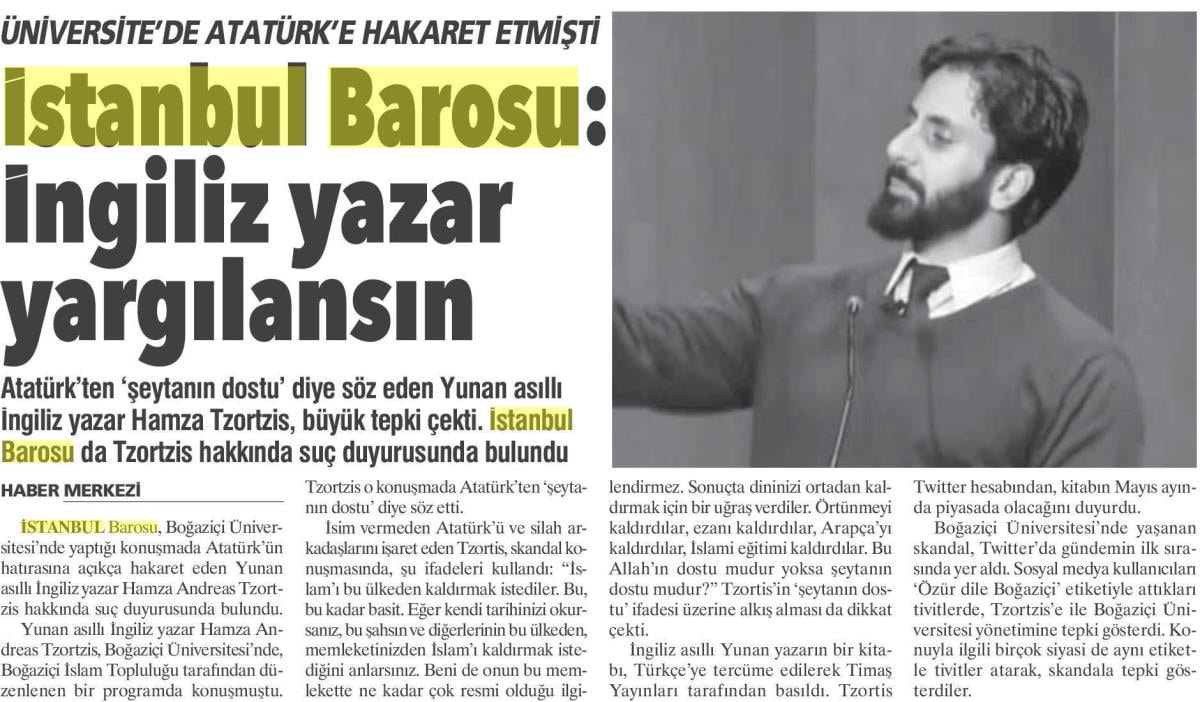 Atatürk'ün Hatırasına Hakaret Eden Hamza Andreas Tzortzis Hakkında Suç Duyurusu - 1