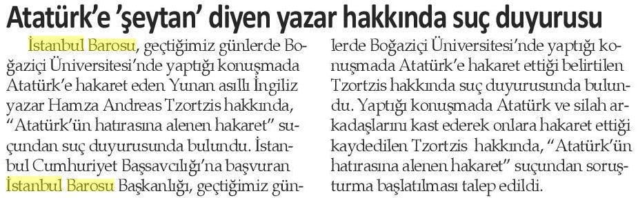 Atatürk'ün Hatırasına Hakaret Eden Hamza Andreas Tzortzis Hakkında Suç Duyurusu - 4