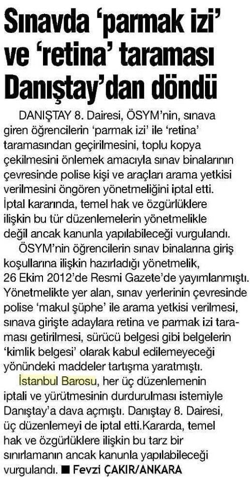 Danıştay: Avukatlık Kimliği, Ösym’Nin Tüm Sınavlarında Sınava Giriş İçin Geçerli Kimlik Belgesidir
 - 2