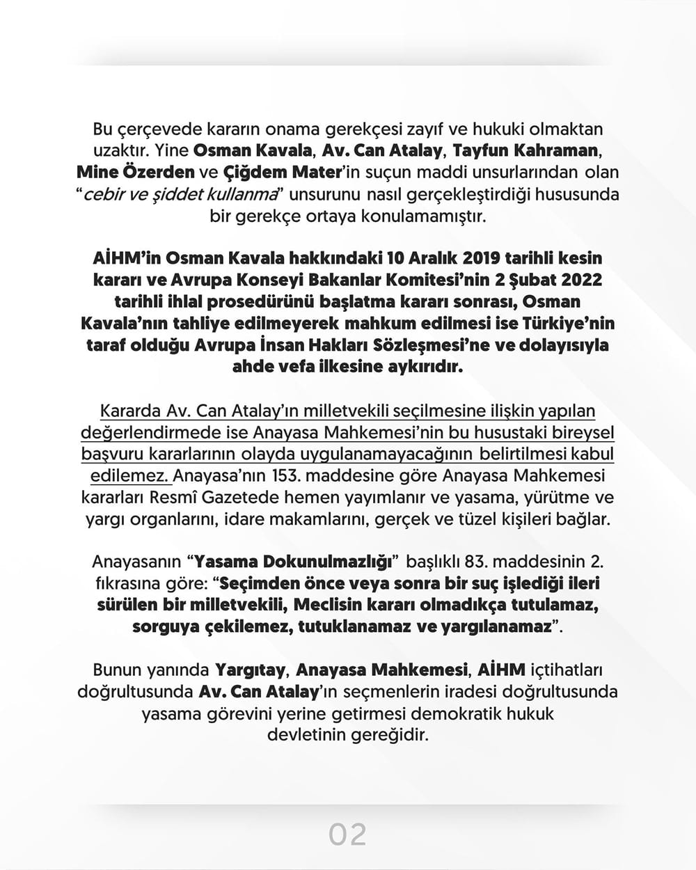 Gezi Davası Hakkında Ortak Açıklama - 2