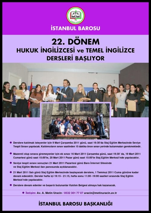 22. Dönem Hukuk İngilizcesi Ve Temel İngilizce Dersleri Başlıyor

 - 15