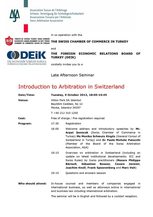 İsviçre’De Tahkim Konulu Seminer
 - 1