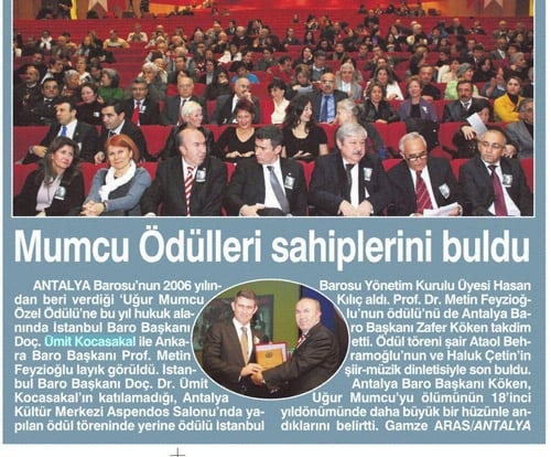 Antalya Barosunca Düzenlenen ‘Uğur Mumcu Hukuk Özel Ödülü’ Kocasakal Ve Feyzioğlu’Na Verildi

 - 3