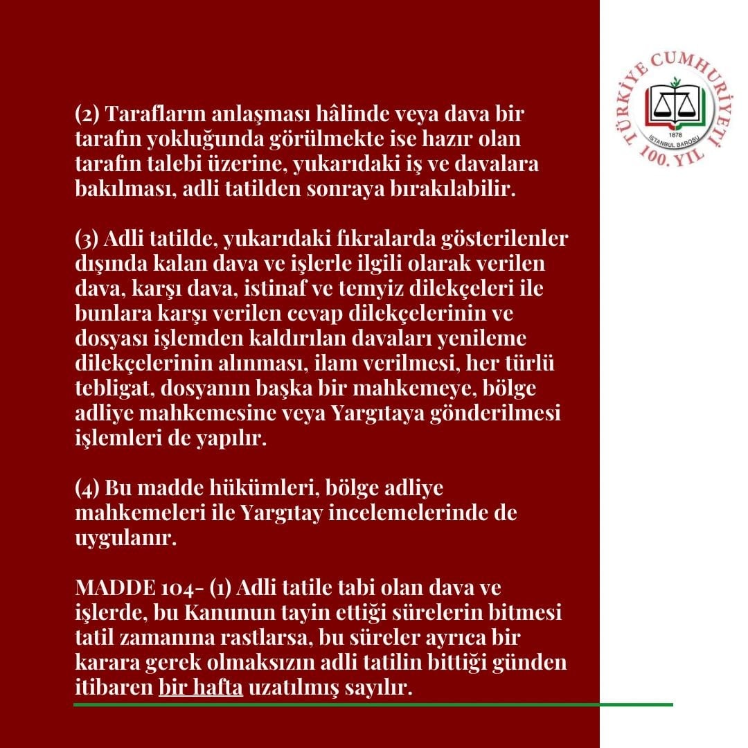 Adli Tatilde Dava ve İşlerin Durumu - 3