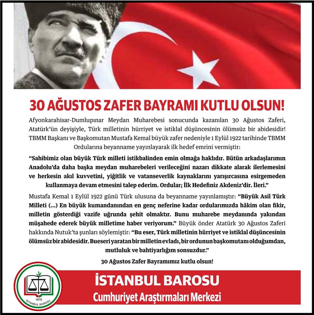 30 Ağustos Zafer Bayramı Kutlu Olsun!