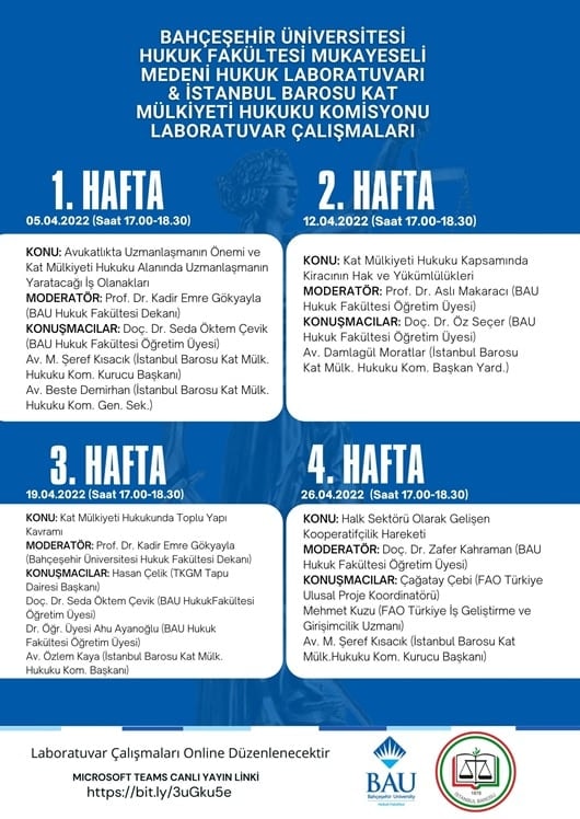 Bahçeşehir Üniversitesi Hukuk Fakültesi Mukayeseli Medeni Hukuk Laboratuvarı & İstanbul Barosu Kat Mülkiyeti Hukuku Komisyonu Laboratuvar Çalışmaları