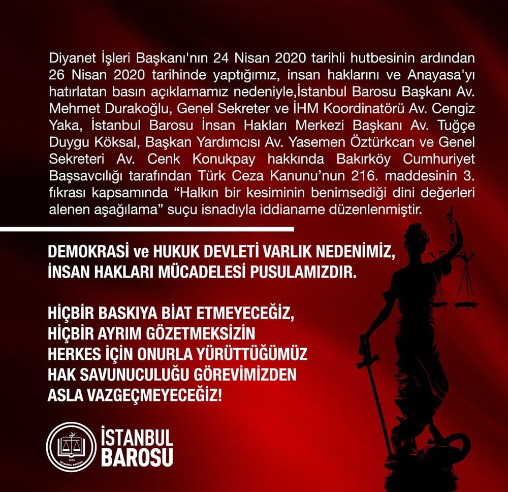 Demokrasi ve Hukuk Devleti Varlık Nedenimiz, İnsan Hakları Mücadelesi Pusulamızdır