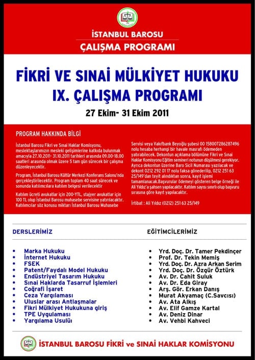 Fikri Ve Sınaî Mülkiyet Hukuku Ix. Çalışma Programı - 1