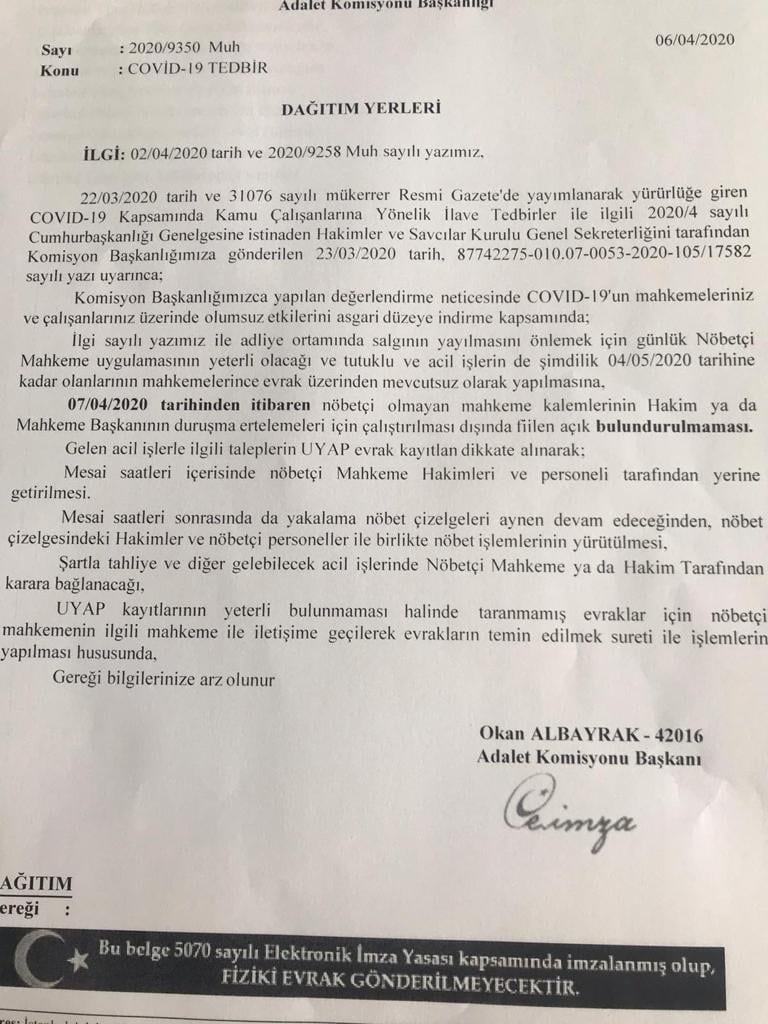 Nöbetçi Mahkemeler Hakkında Duyuru