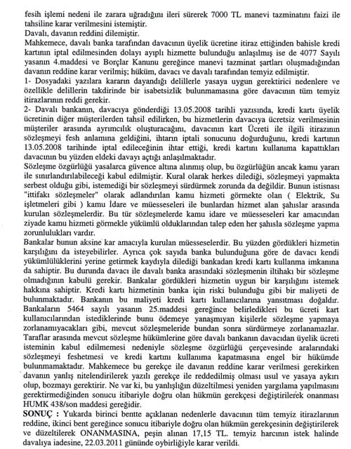 Kredi Kartı Aidatlarında Tüketici Aleyhine İçtihat Değişikliği  - 2