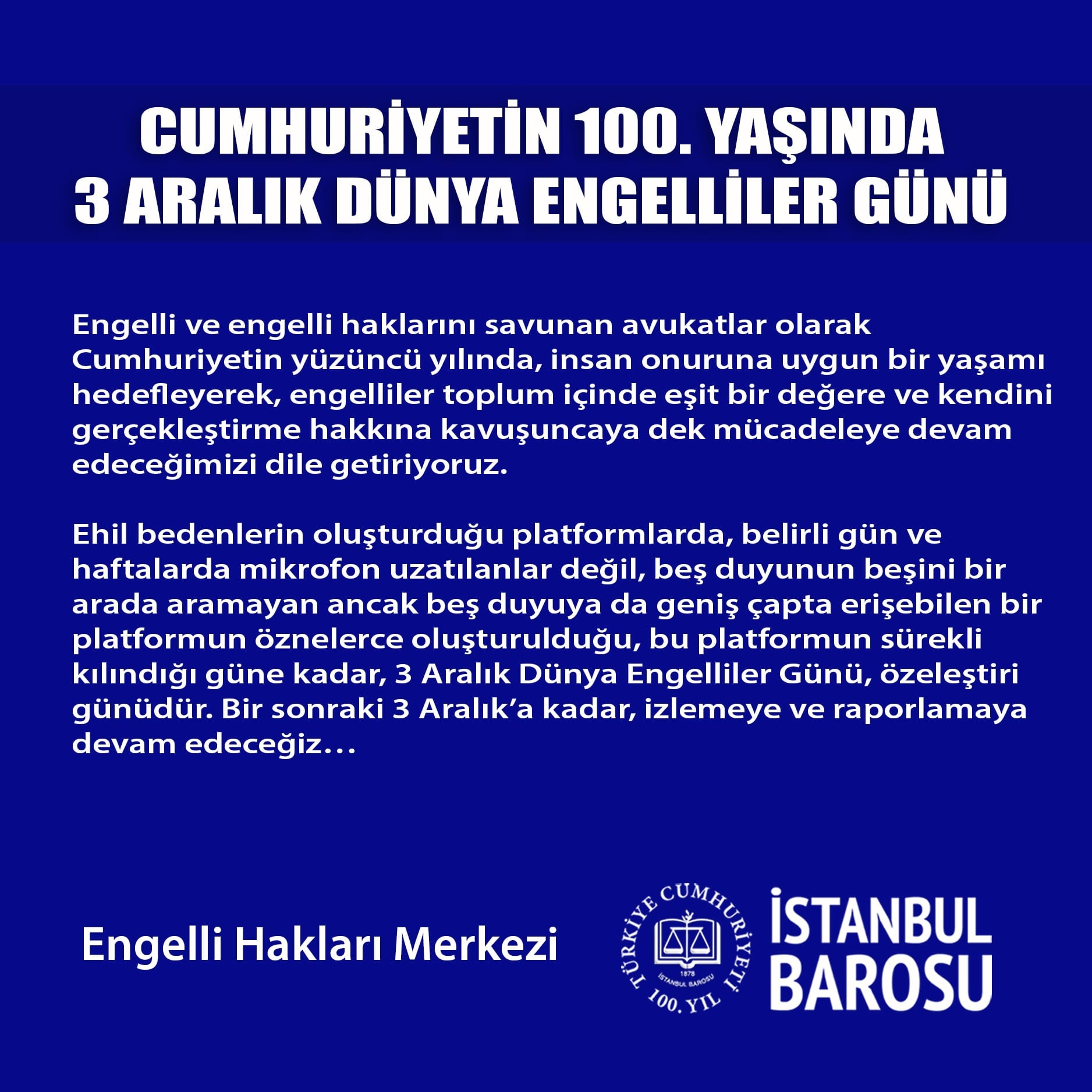 Cumhuriyetin 100. Yaşında 3 Aralık Dünya Engelliler Günü - 4