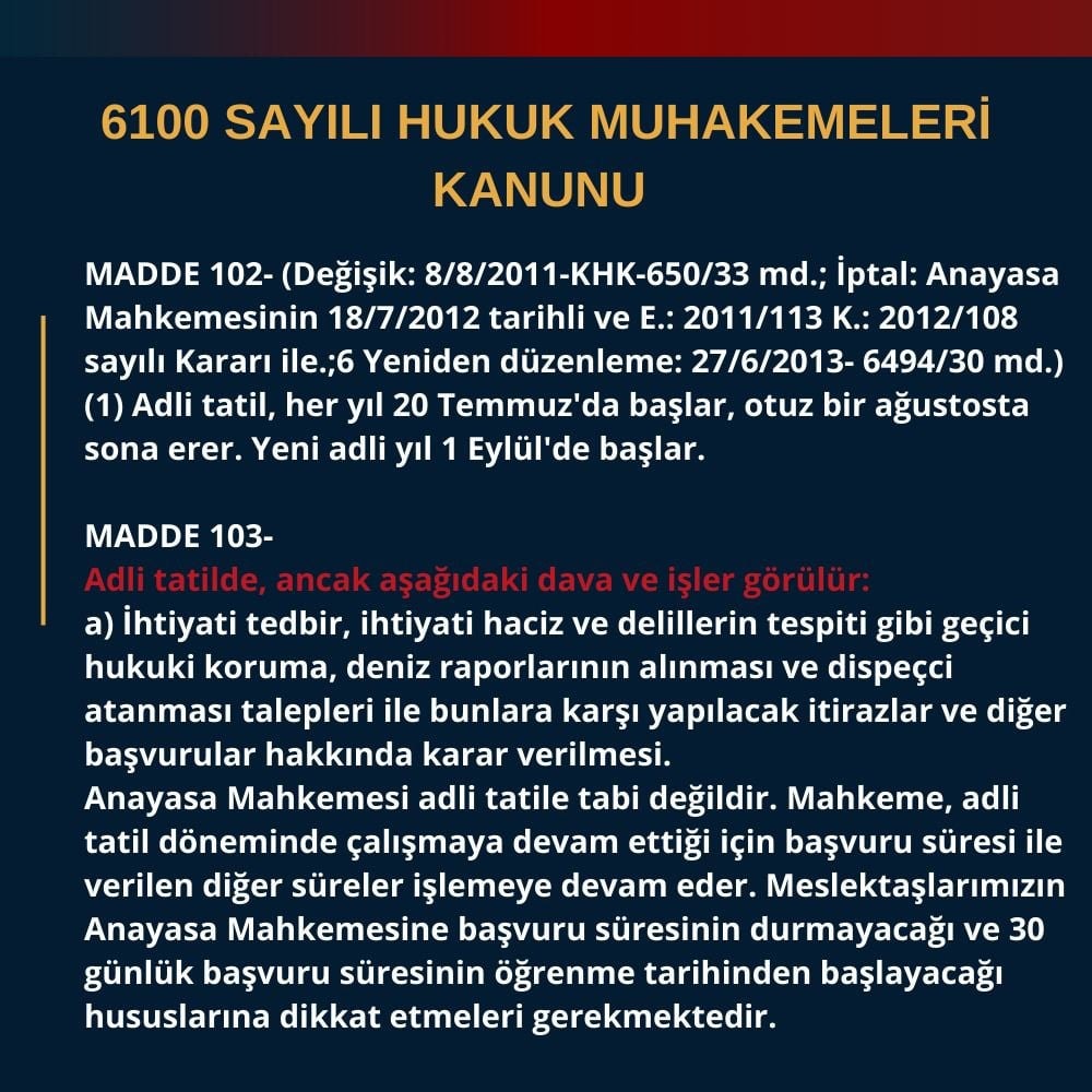 Adli Tatilde Dava ve İşlerin Durumu - 3