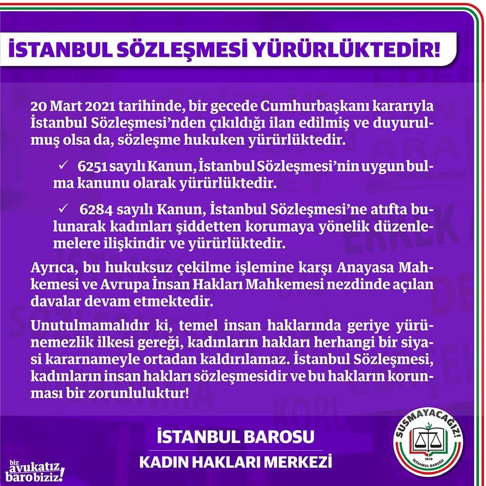 İstanbul Sözleşmesi Yürürlüktedir!