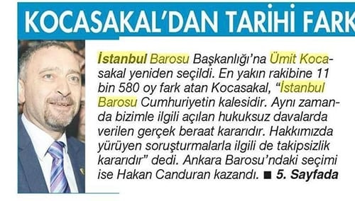 Ümit Kocasakal İstanbul Barosu Başkanlığına Yeniden Seçildi 

 - 413