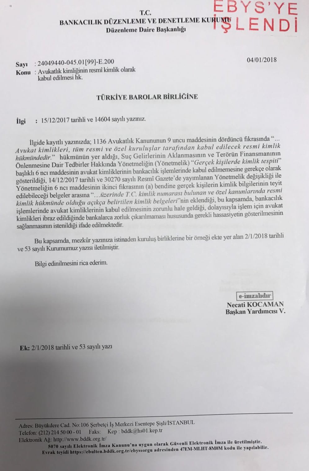 Avukat Kimlikleri'nin Bankalarca Kabulü Sağlandı - 2