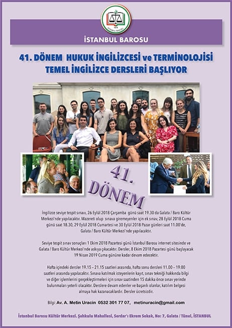 41.Dönem Hukuk İngilizcesi ve Terminolojisi, Temel İngilizce Dersleri Başlıyor