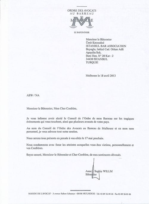 Fransız Barolarından İstanbul Barosu’Na Tam Destek

 - 13