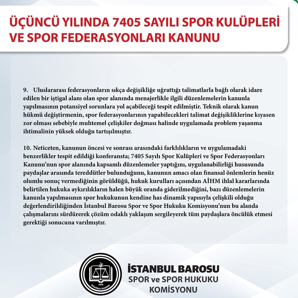 Üçüncü Yılında 7405 Sayılı Spor Kulüpleri Ve Spor Federasyonları Kanunu Konferansı Sonuç Raporu - 5