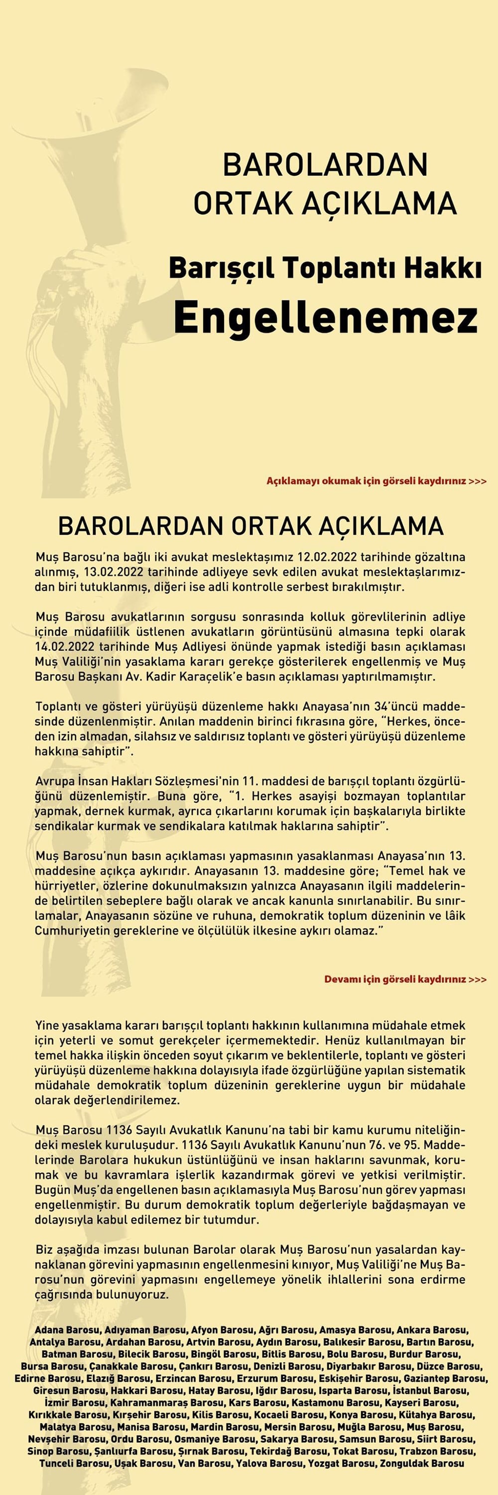 Ortak Basın Açıklaması: Barışçıl Toplantı Hakkı Engellenemez