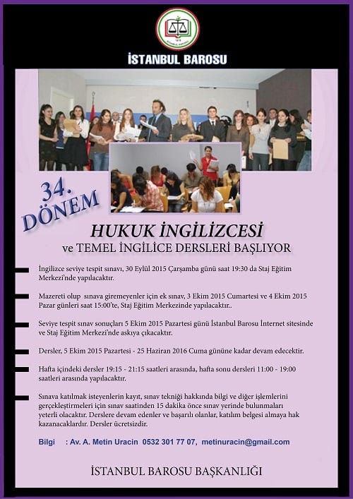 34. Dönem Hukuk İngilizcesi Ve Temel İngilizce Dersleri Başlıyor
