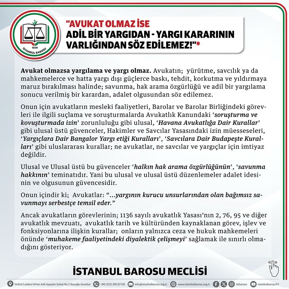 Avukat Olmaz İse Adil Bir Yargıdan/Yargı Kararının Varlığından Söz Edilemez - 2