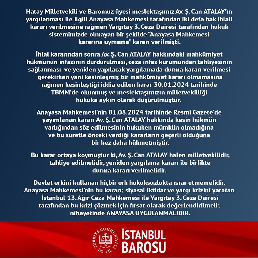 Hukuksuzlukta Israr Edilmemeli, Av. Ş. Can Atalay Serbest Bırakılmalıdır - 2