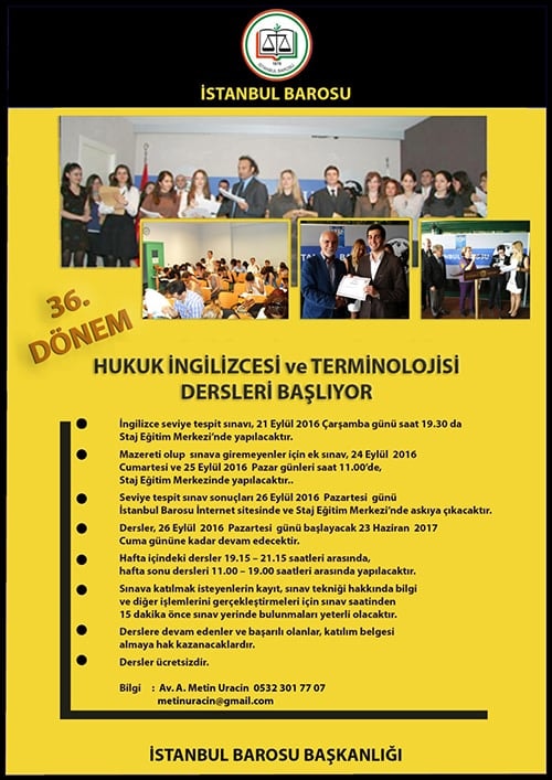 36. Dönem Hukuk İngilizcesi Ve Terminolojisi Dersleri Başlıyor