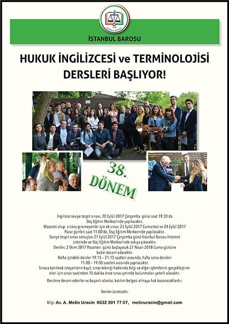 38. Dönem Hukuk İngilizcesi ve Terminolojisi, Temel İngilizce Dersleri Başlıyor