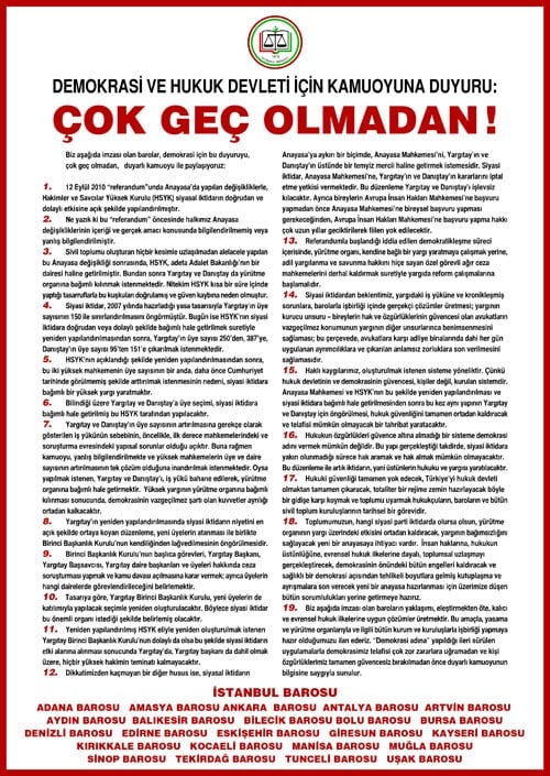 Basın Açıklaması : Demokrasi Ve Hukuk Devleti İçin Kamuoyuna Duyuru: Çok Geç Olmadan! - 1