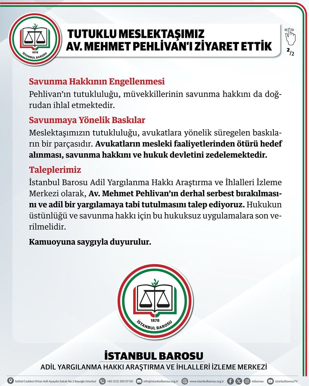 Tutuklu Meslektaşımız Av. Mehmet Pehlivan'ı Ziyaret Ettik - 2