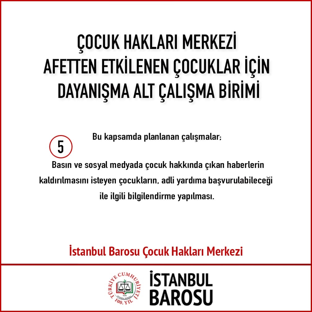Çocuk Hakları Merkezi Afetten Etkilenen Çocuklar İçin Dayanışma Alt Çalışma Birimi Kuruldu - 6