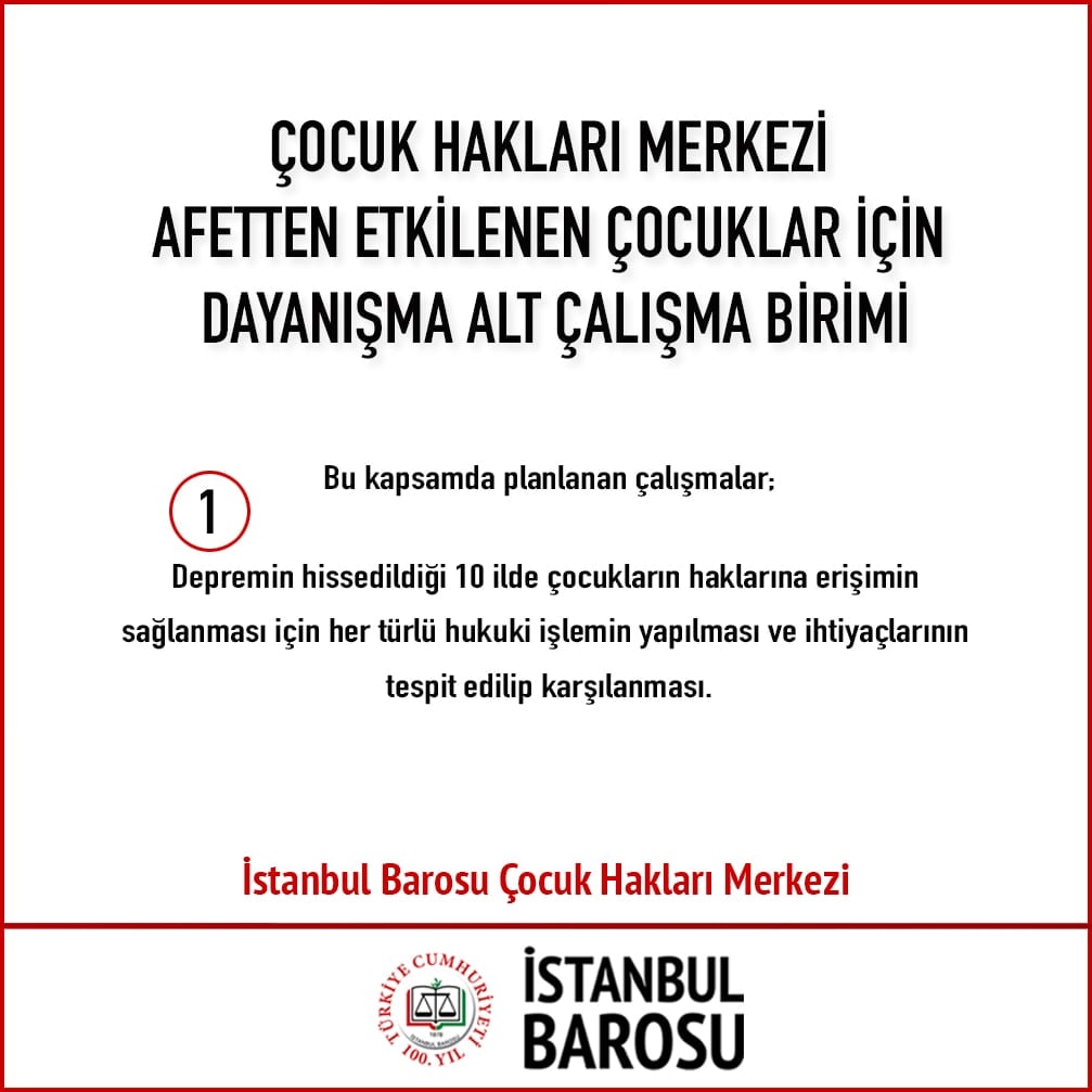 Çocuk Hakları Merkezi Afetten Etkilenen Çocuklar İçin Dayanışma Alt Çalışma Birimi Kuruldu - 2